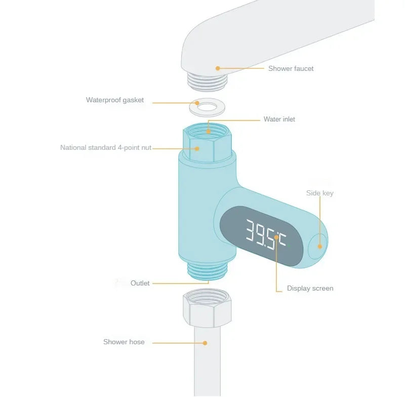LED Display Water Shower Thermometer